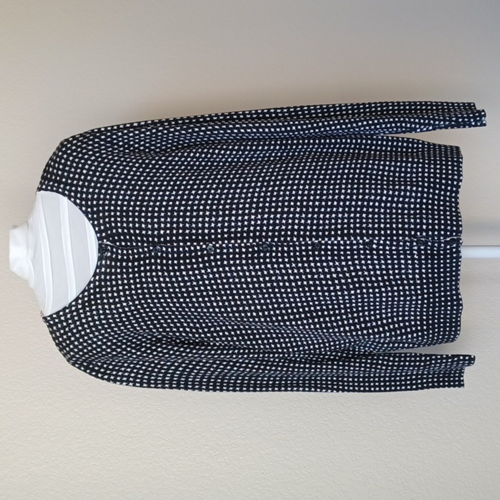 3/$25 SALE Croft & Barrow Black White Houndstooth Cardigan Sweater Cotton, Large
